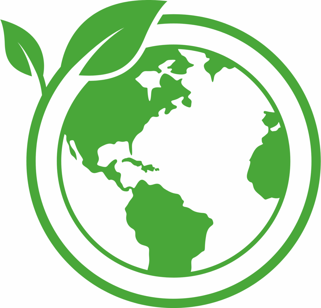 Icone de la Terre avec un cercle vert représentant une démarche environnementale saine